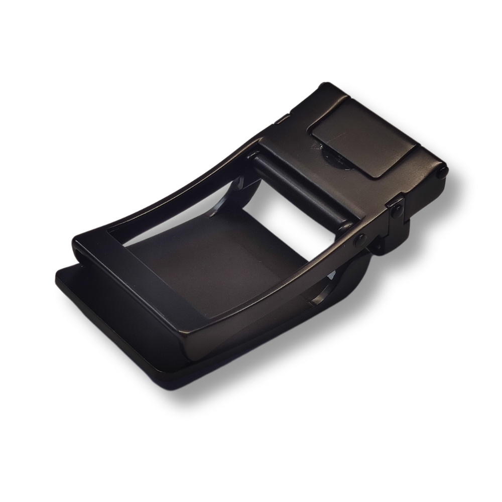 Boucle noire mat + Ceinture cuir véritable noire