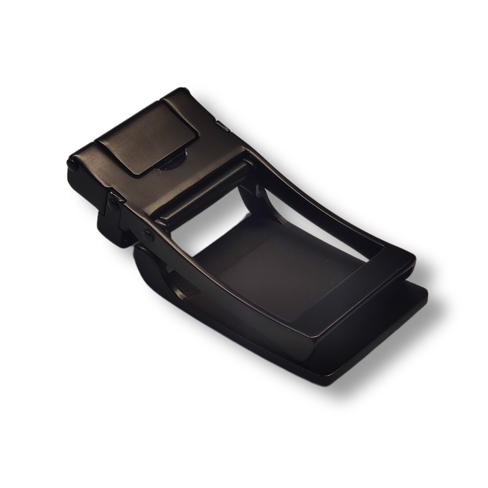 Boucle noire mat + Ceinture cuir véritable noire