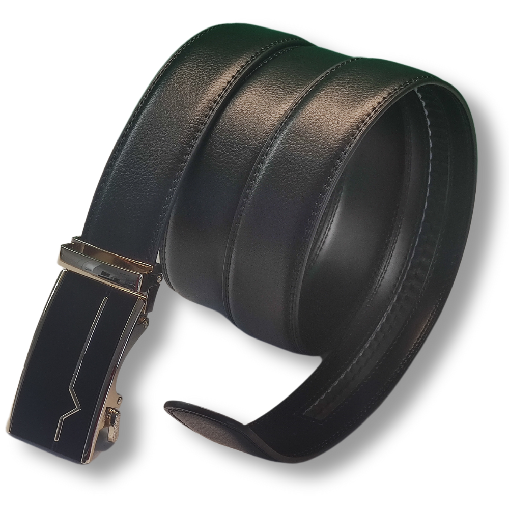 Boucle noire et or + ceinture cuir véritable noire