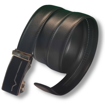 Boucle noire et or + ceinture cuir véritable noire