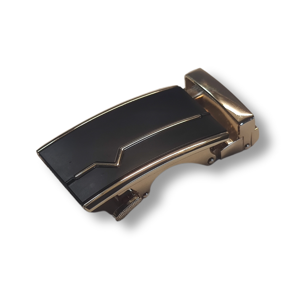 Boucle noire et or + ceinture cuir véritable noire