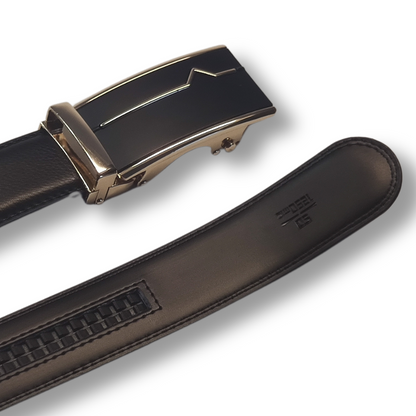 Boucle noire et or + ceinture cuir véritable noire