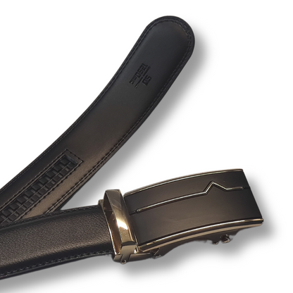 Boucle noire et or + ceinture cuir véritable noire